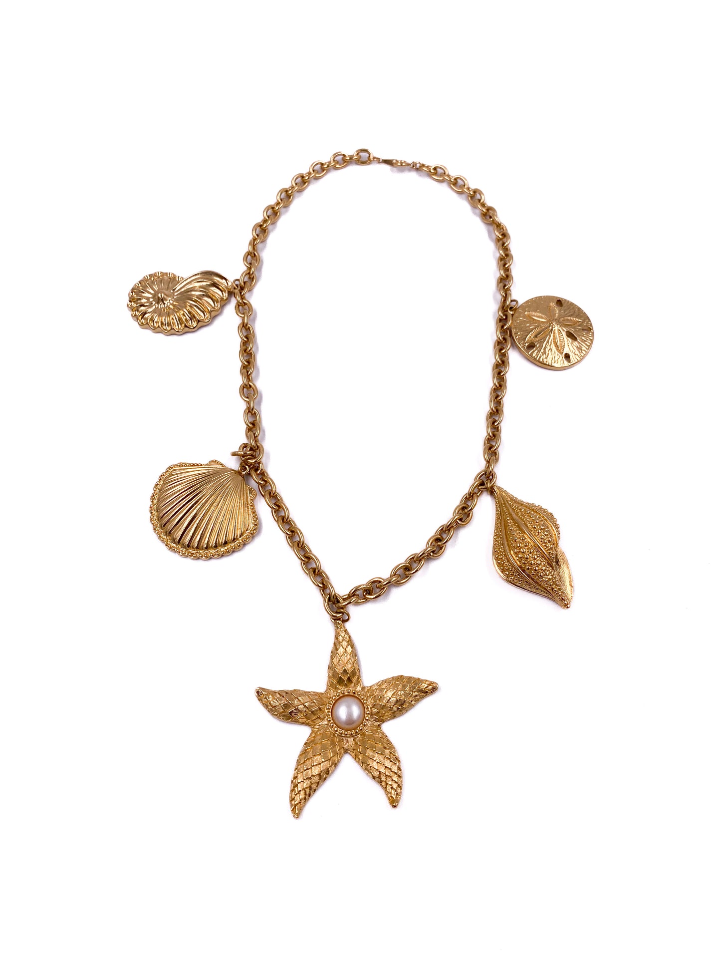 Vintage Kenneth Jay Lane for Avon Gold Shell and Starfish Necklace - The Kit Vintage