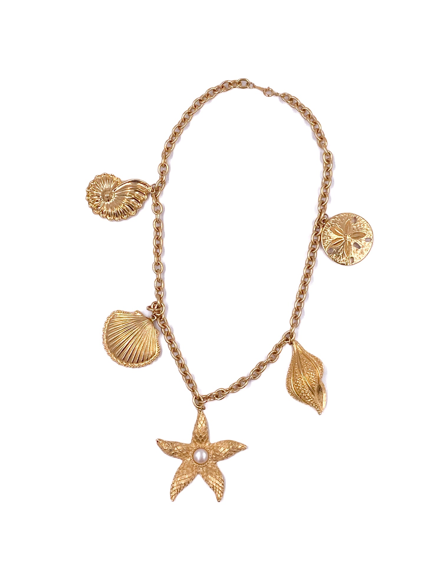Vintage Kenneth Jay Lane for Avon Gold Shell and Starfish Necklace - The Kit Vintage