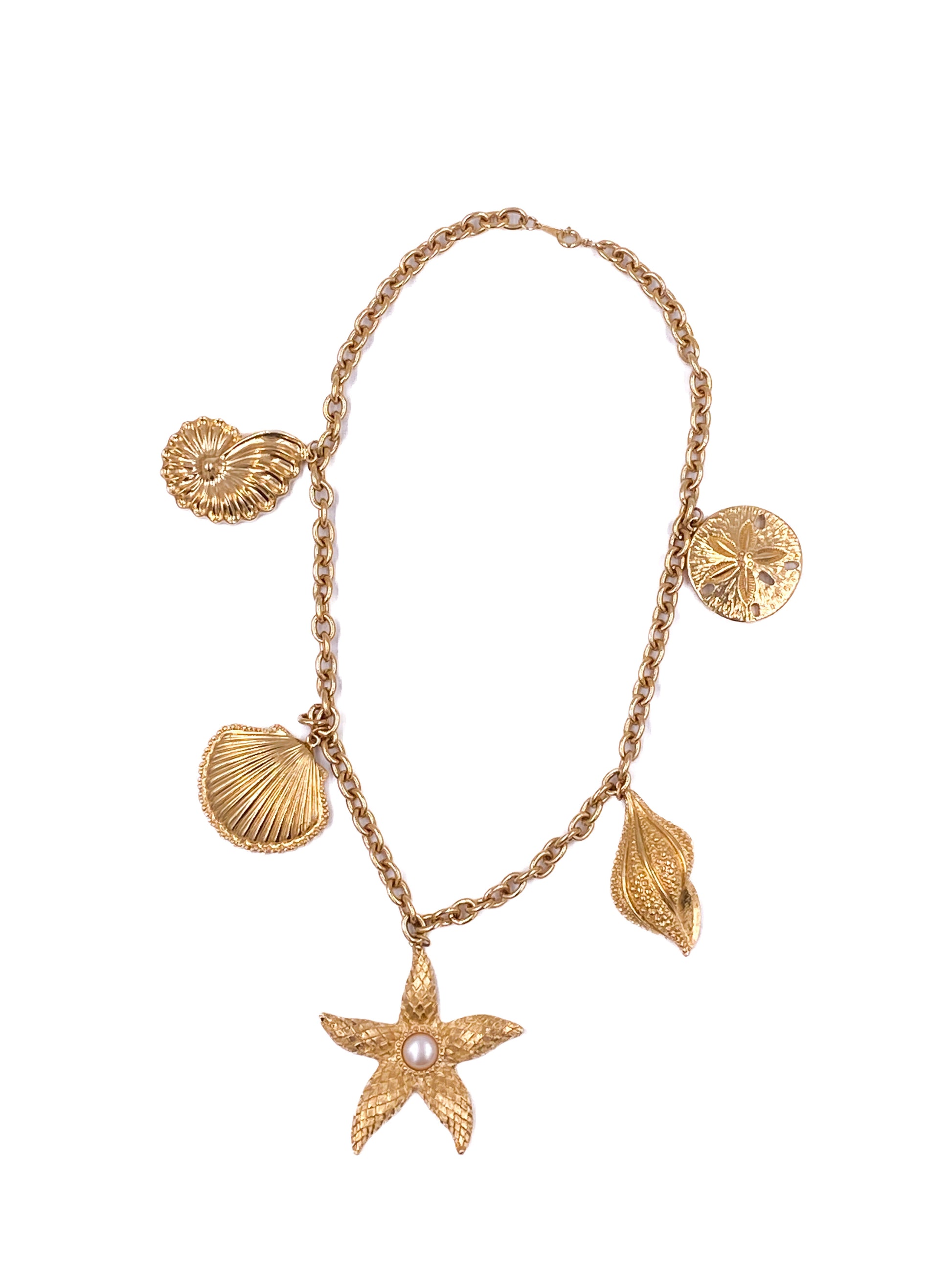 Vintage Kenneth Jay Lane for Avon Gold Shell and Starfish Necklace - The Kit Vintage