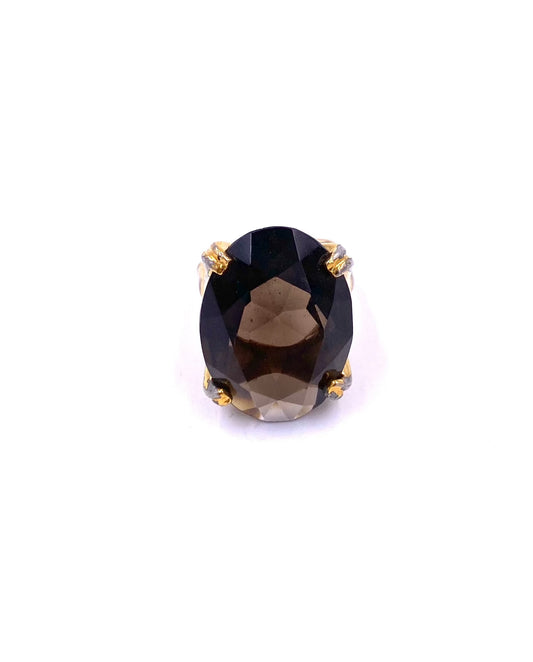 Smoky Quartz Oval Cocktail Ring - The Kit Vintage