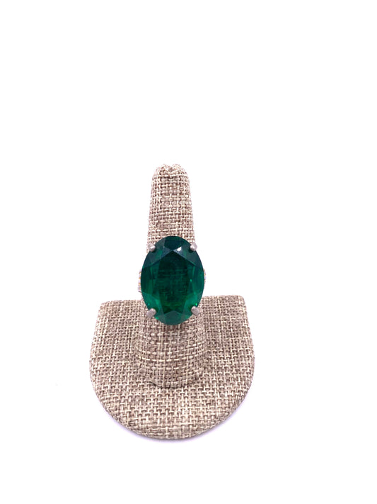 Emerald Oval Cocktail Ring - The Kit Vintage