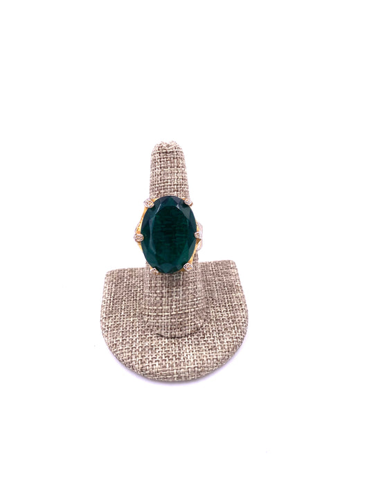 Large Emerald Textured Ring - The Kit Vintage