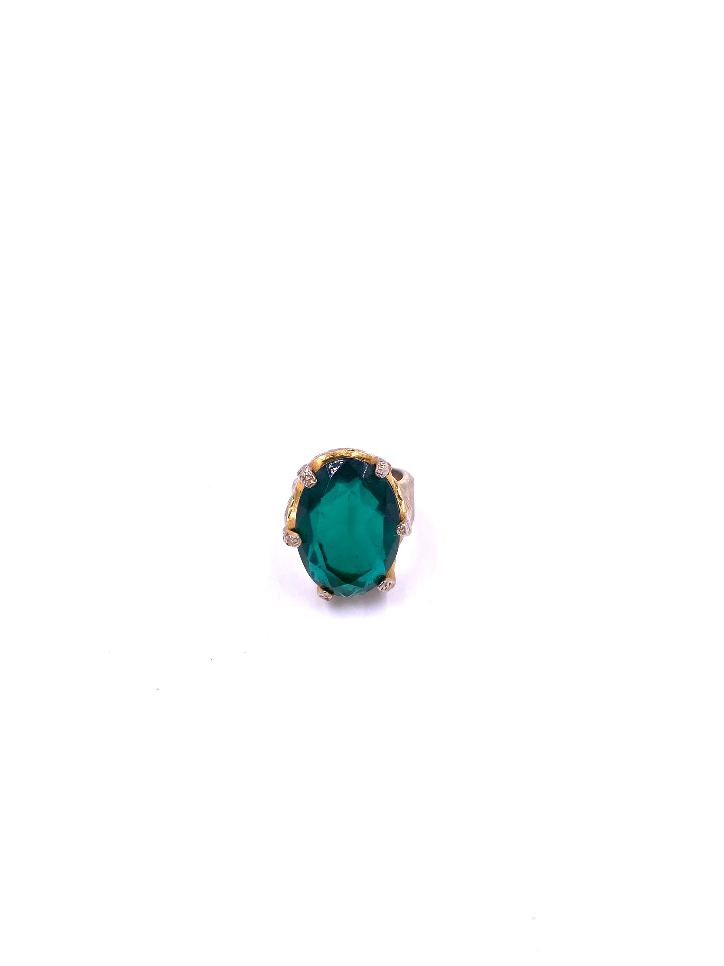 Large Emerald Textured Ring