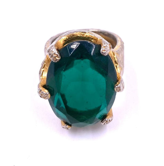 Large Emerald Textured Ring