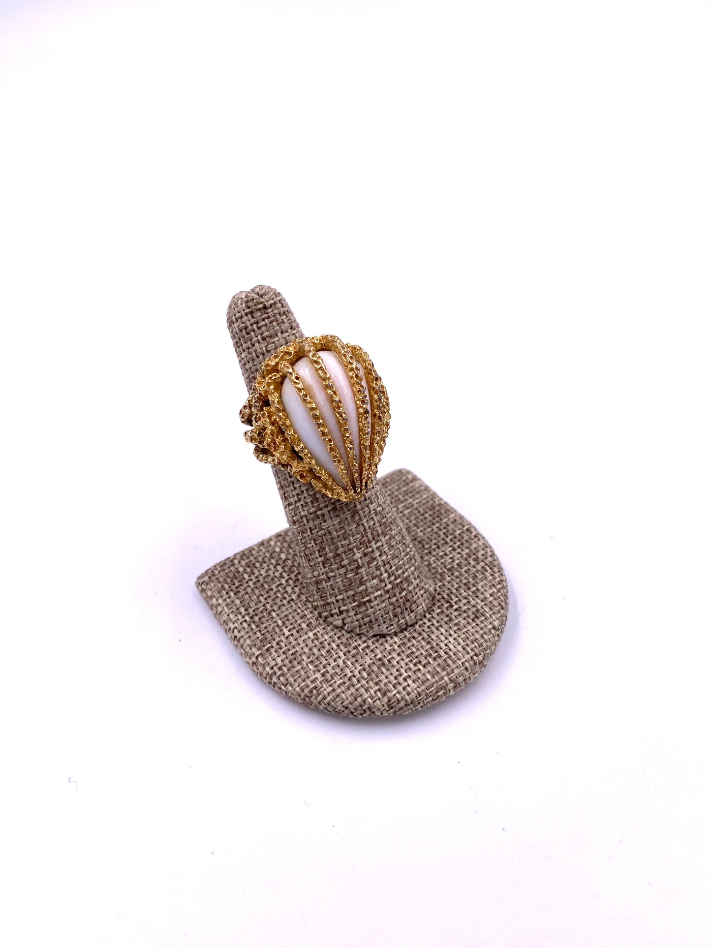 Textured Caged Stone Ring
