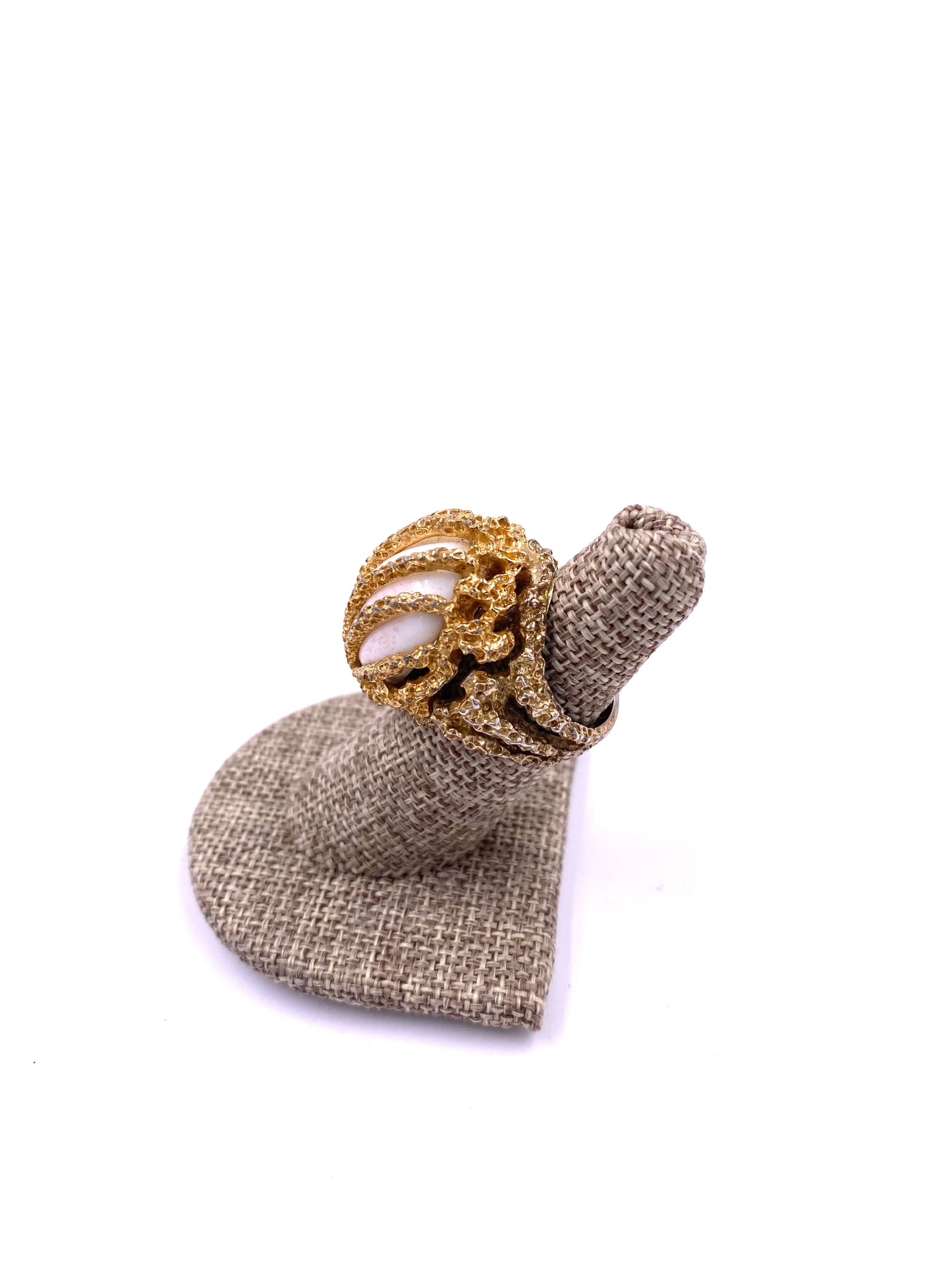 Textured Caged Stone Ring