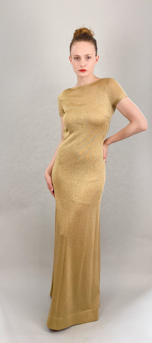 Les Copains Gold Open Back Dress - The Kit Vintage