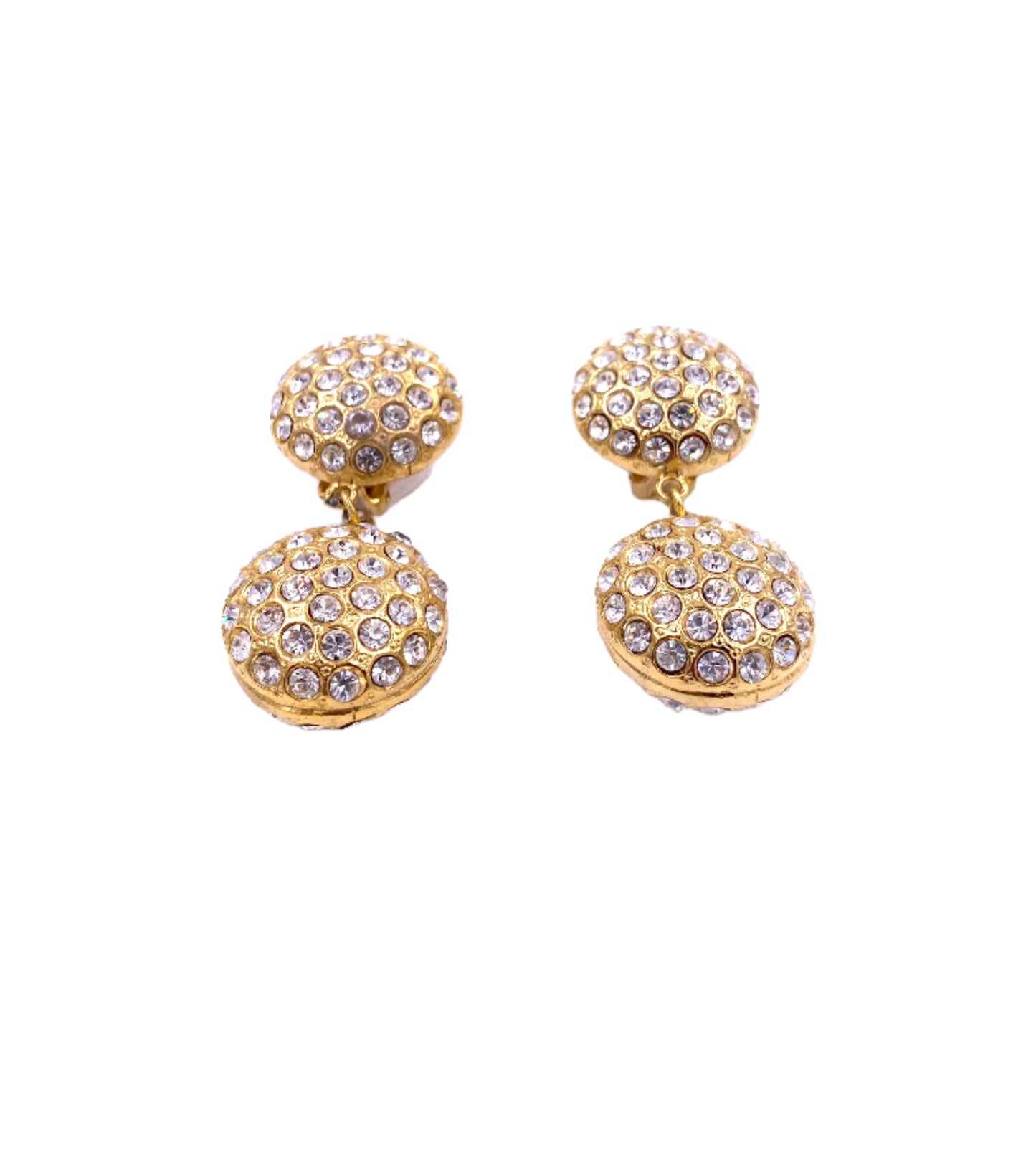 Vintage Circle Double Drop Clip-On Earrings