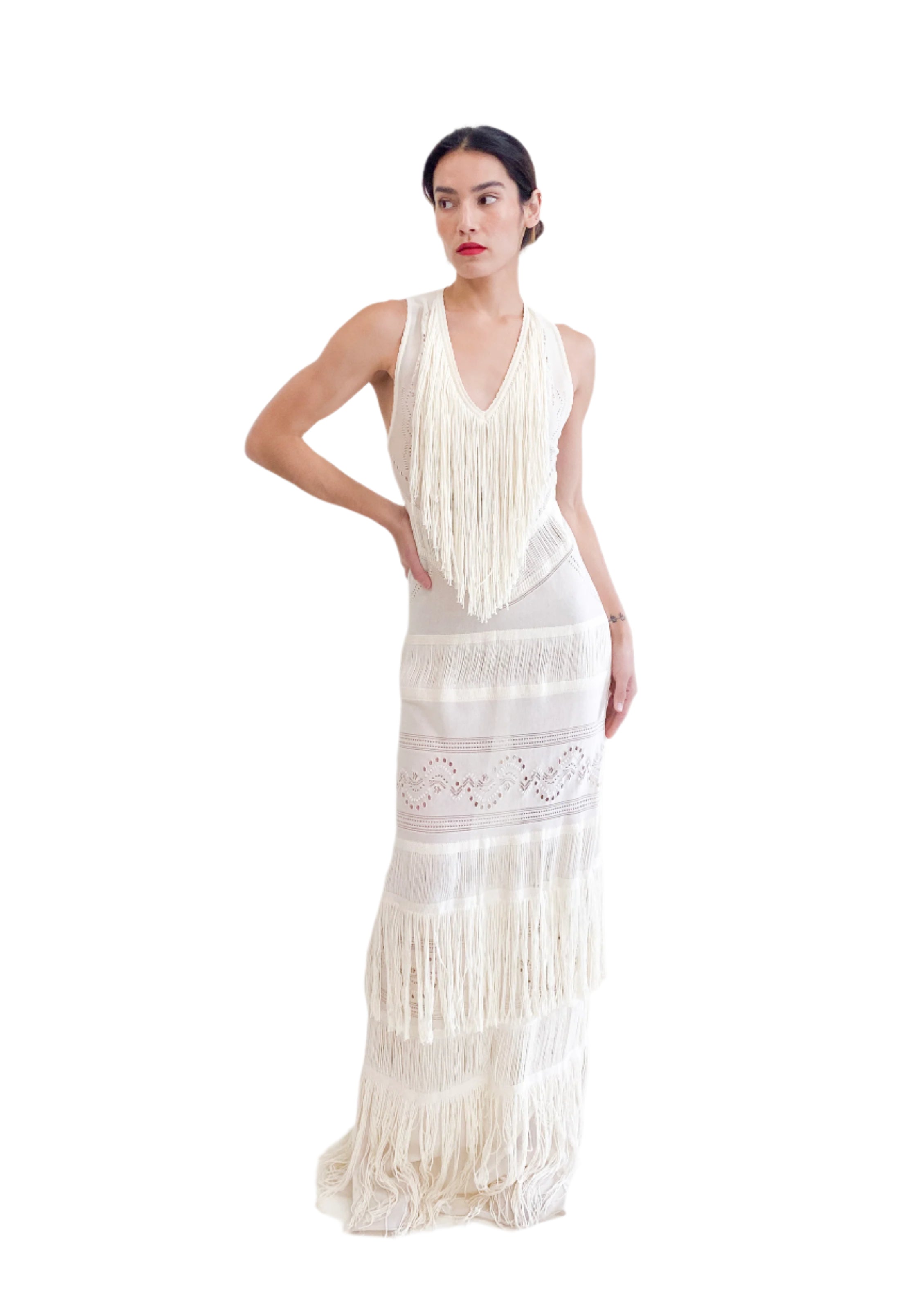 Roberto Cavalli Cream Knit Fringe Dress 2018 19 The Kit Vintage