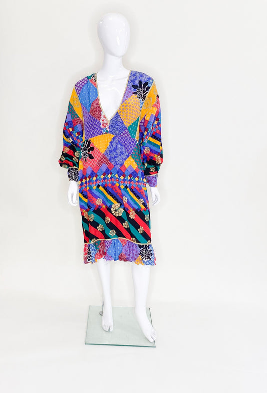 Vintage Silk Patchwork Dress - The Kit Vintage
