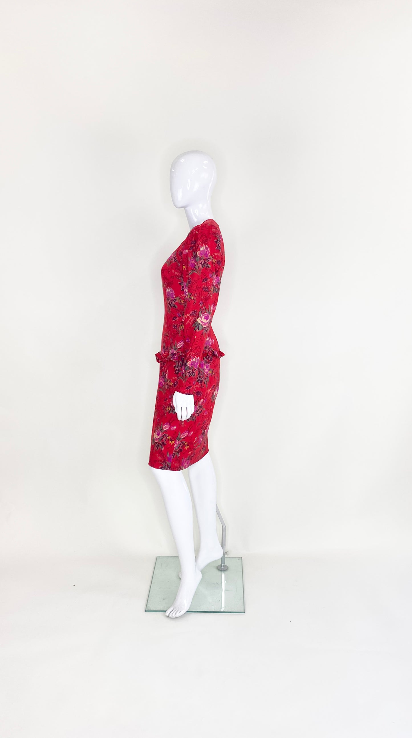 Vintage Ungaro Red Floral Wool Dress