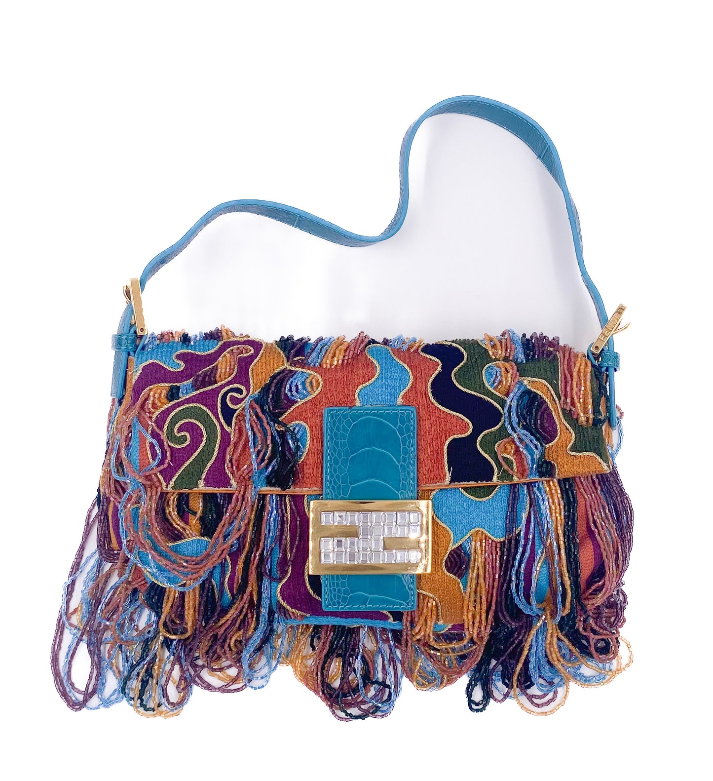 Fendi Baguette multicolor beaded knit handbag 