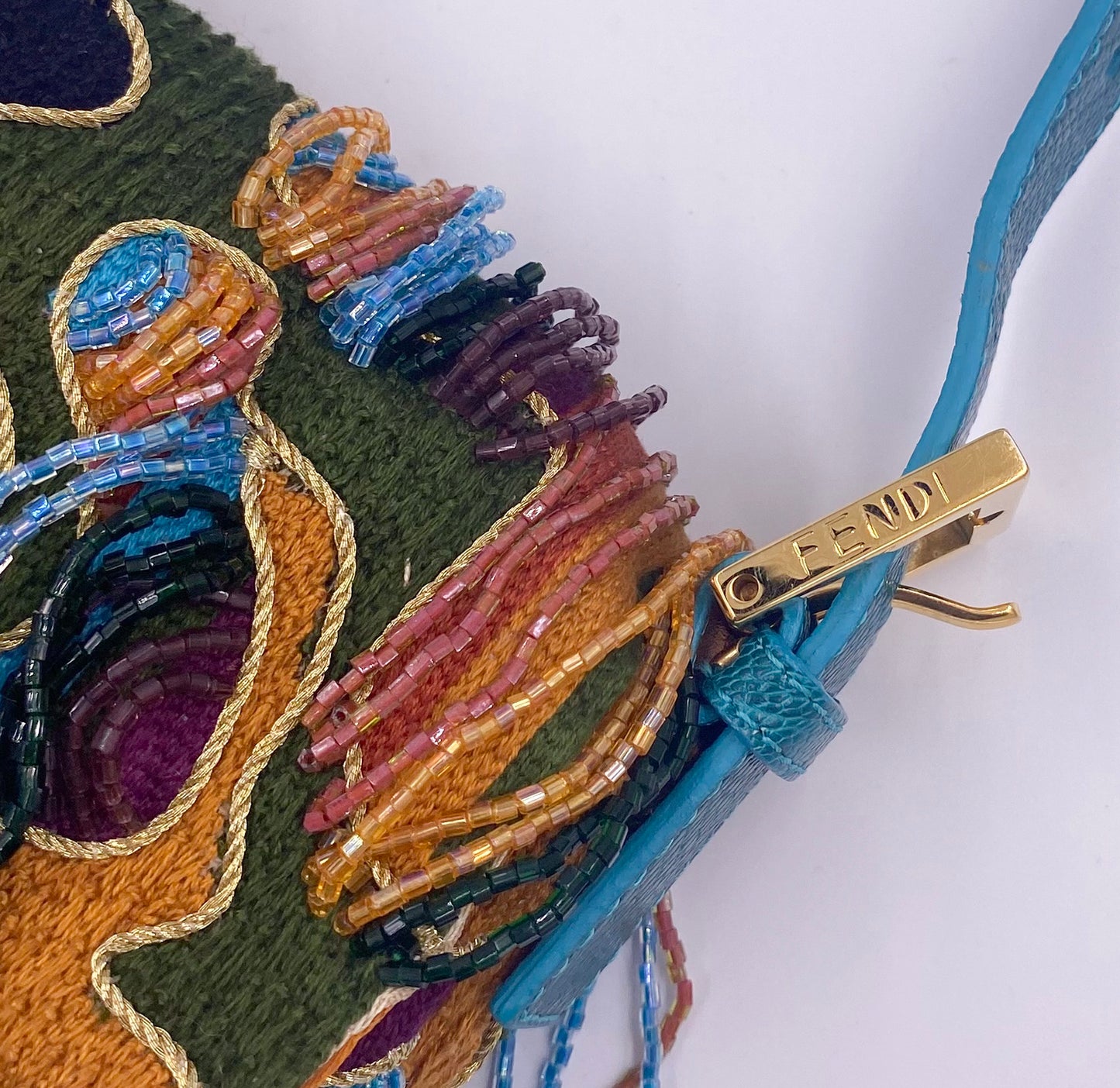 Fendi Multicolored Beaded Embroidered Baguette