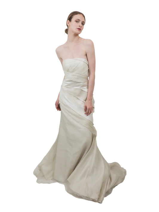 Italian Atelier Strapless Ruffled Gown