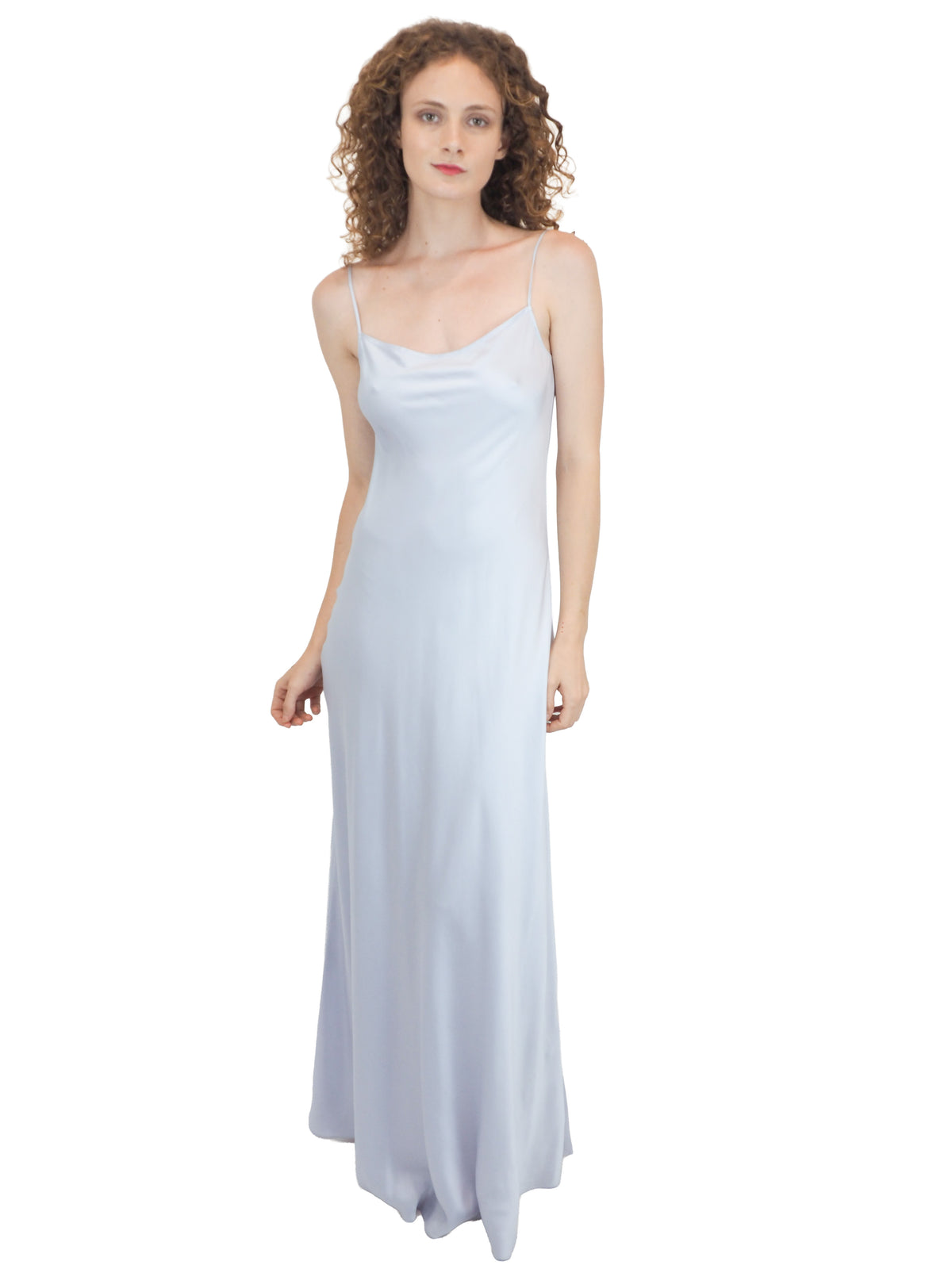 Jane Booke Baby Blue Silk Slip Dress W Low Back