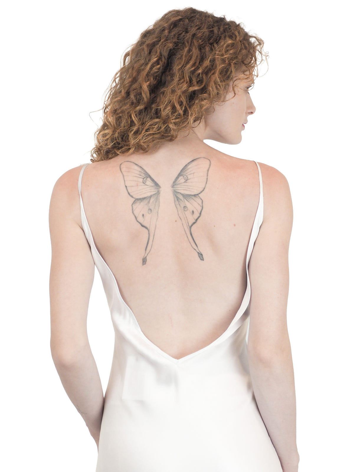 Jane Booke White Silk Slip Dress W Low Back