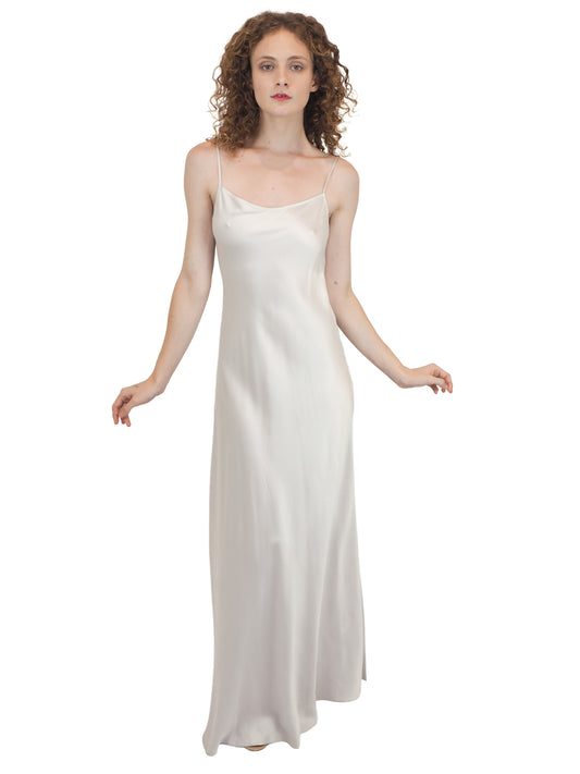Jane Booke White Silk Slip Dress W Low Back
