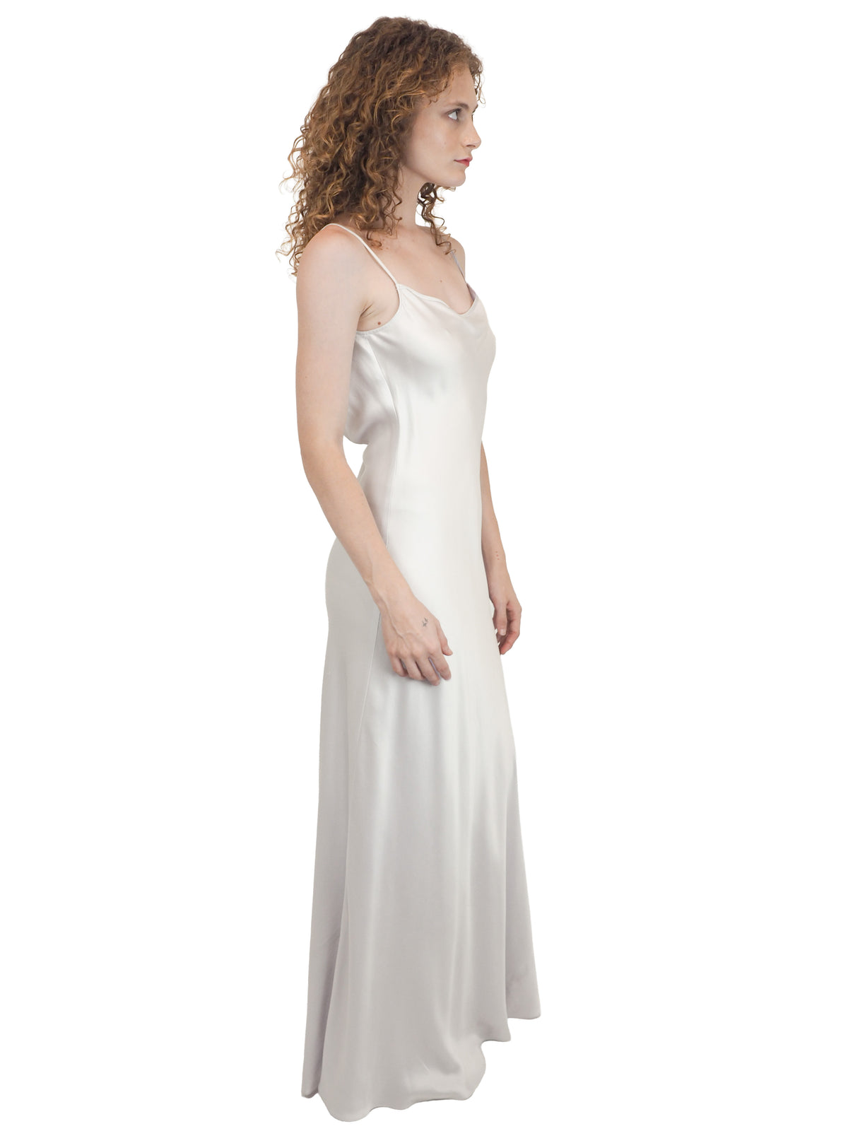 Jane Booke White Silk Slip Dress W Low Back