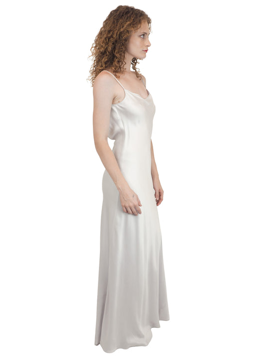 Jane Booke White Silk Slip Dress W Low Back