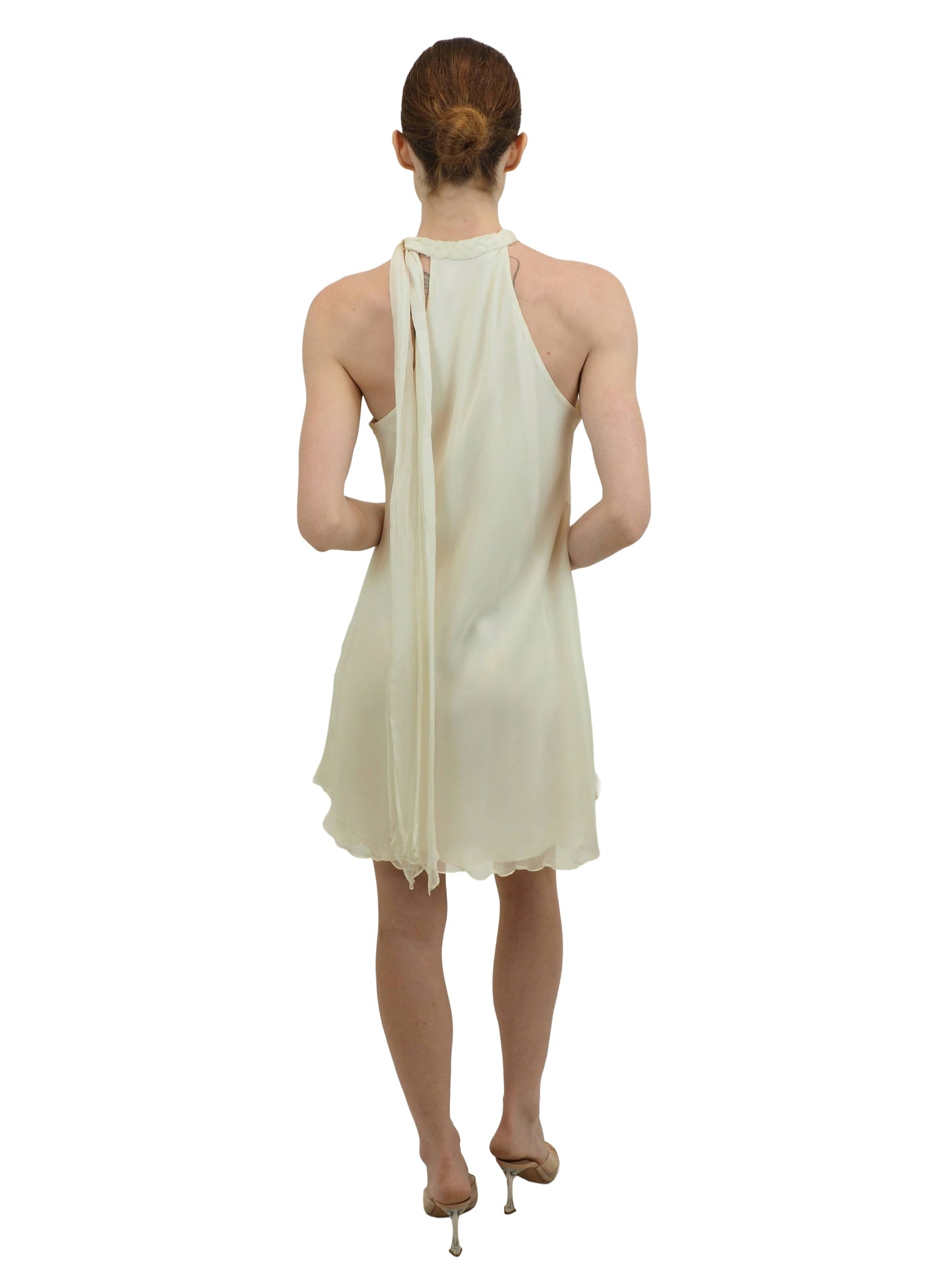 Jane Booke Short Chiffon Halter Dress With  Braided Neck
