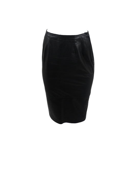 Jean Muir Black Leather Skirt