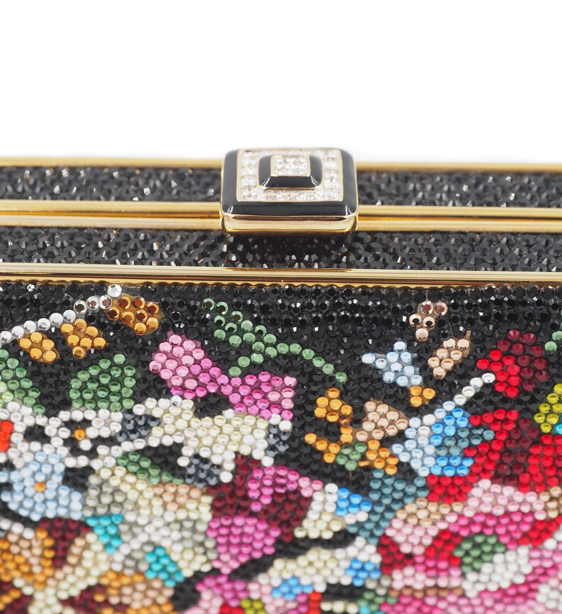 Judith Leiber Black floral Clutch 