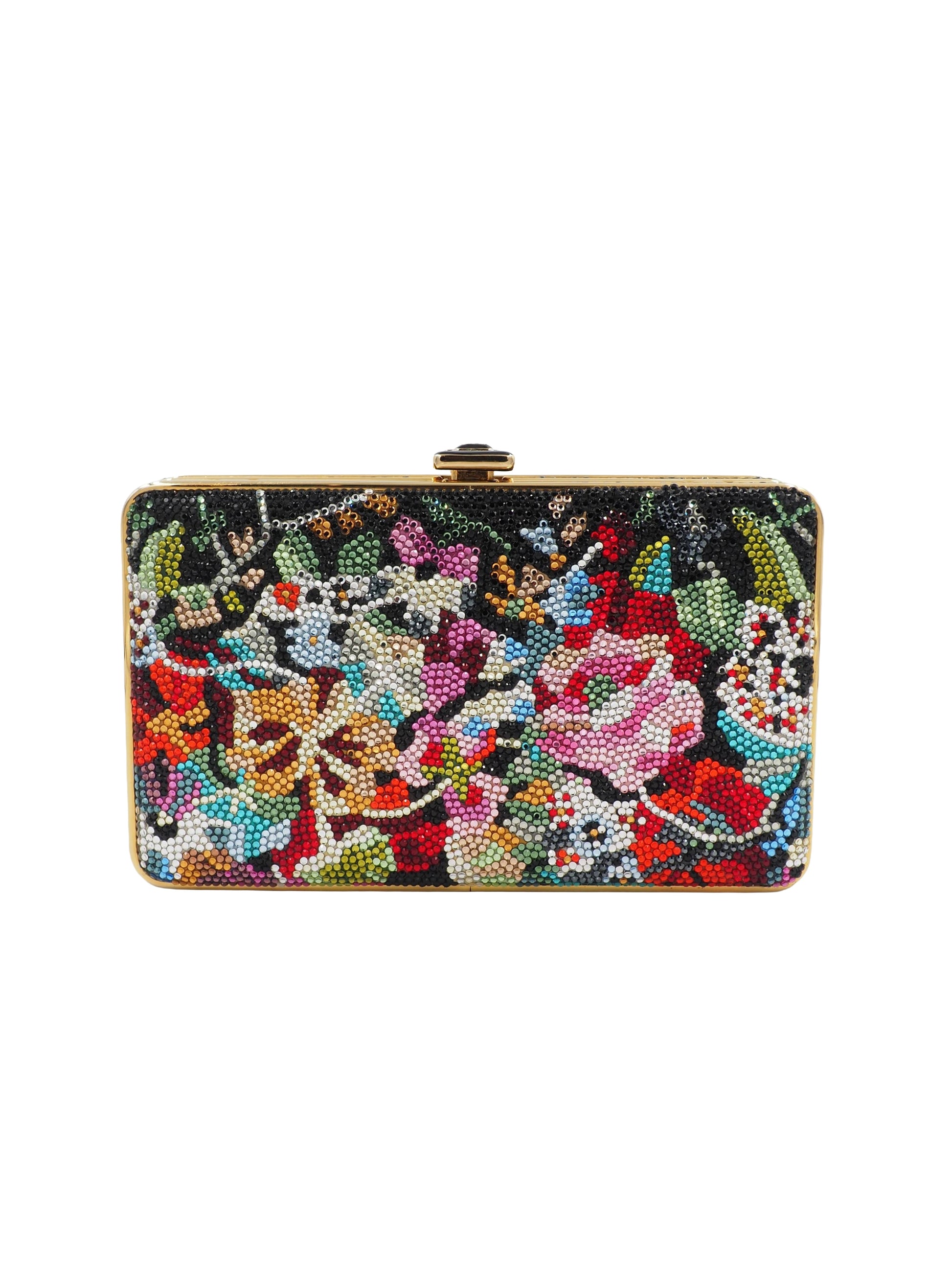 Judith Leiber Clutch Black Beaded Flower