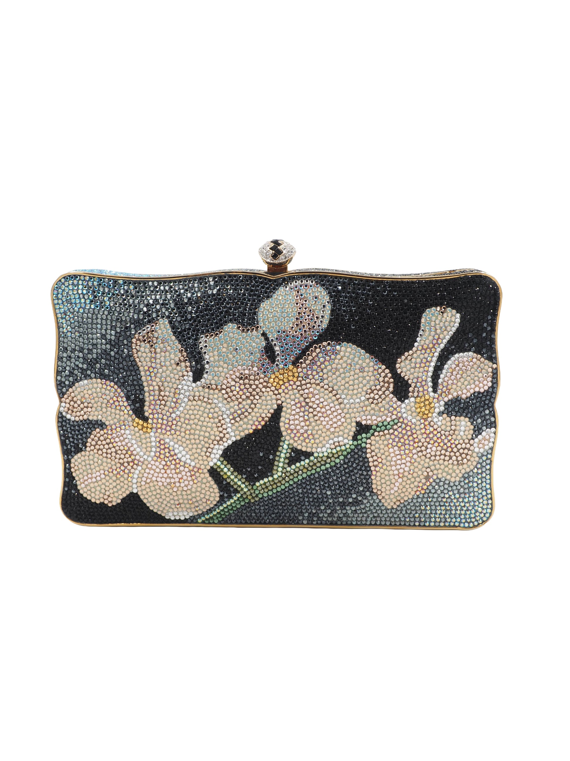 Judith Leiber Floral Tapestry Rhinestone Clutch