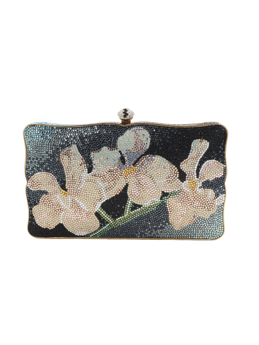 Judith Leiber Floral Tapestry Rhinestone Clutch