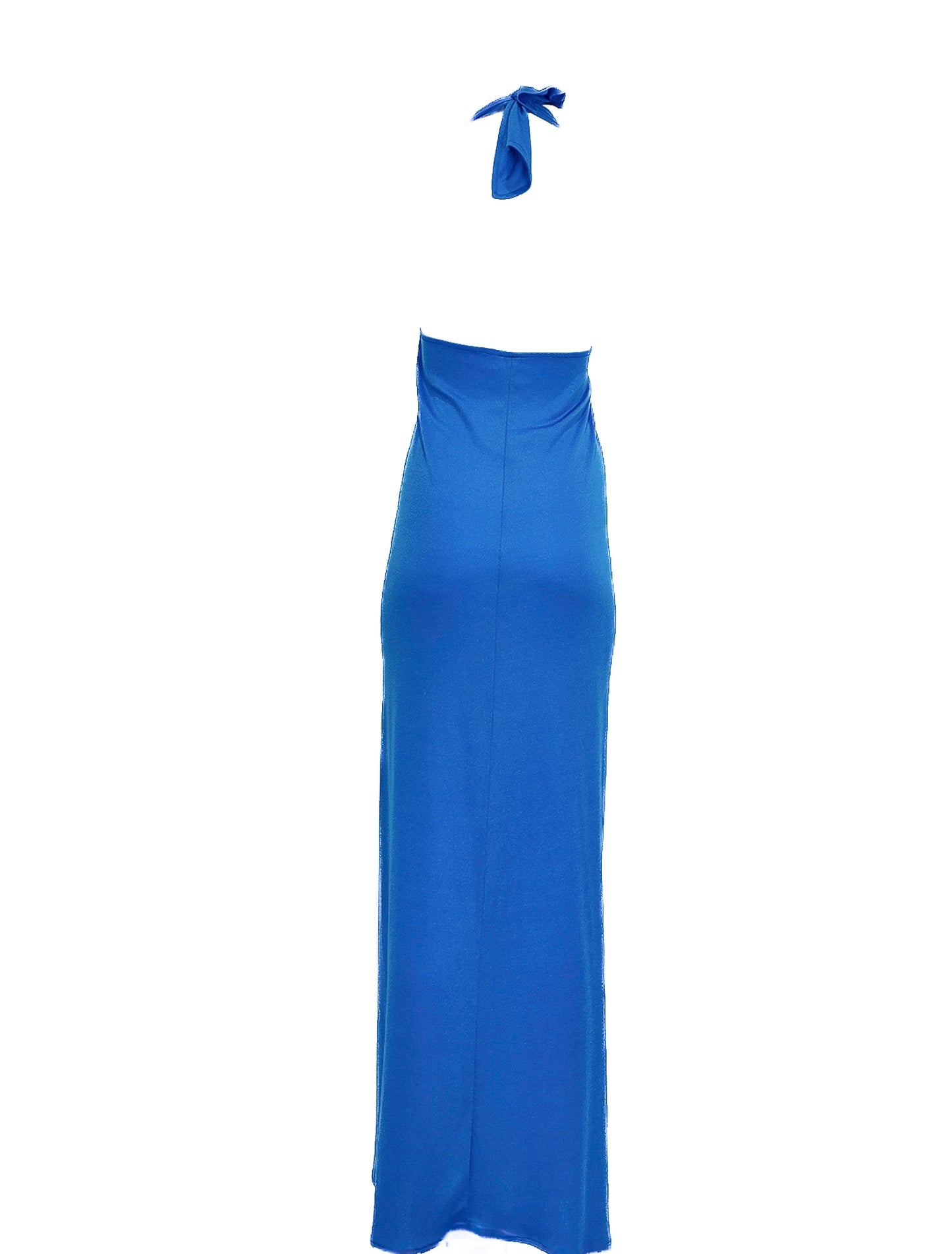 1970s Blue Jersey Wrap Dress with Turban Set