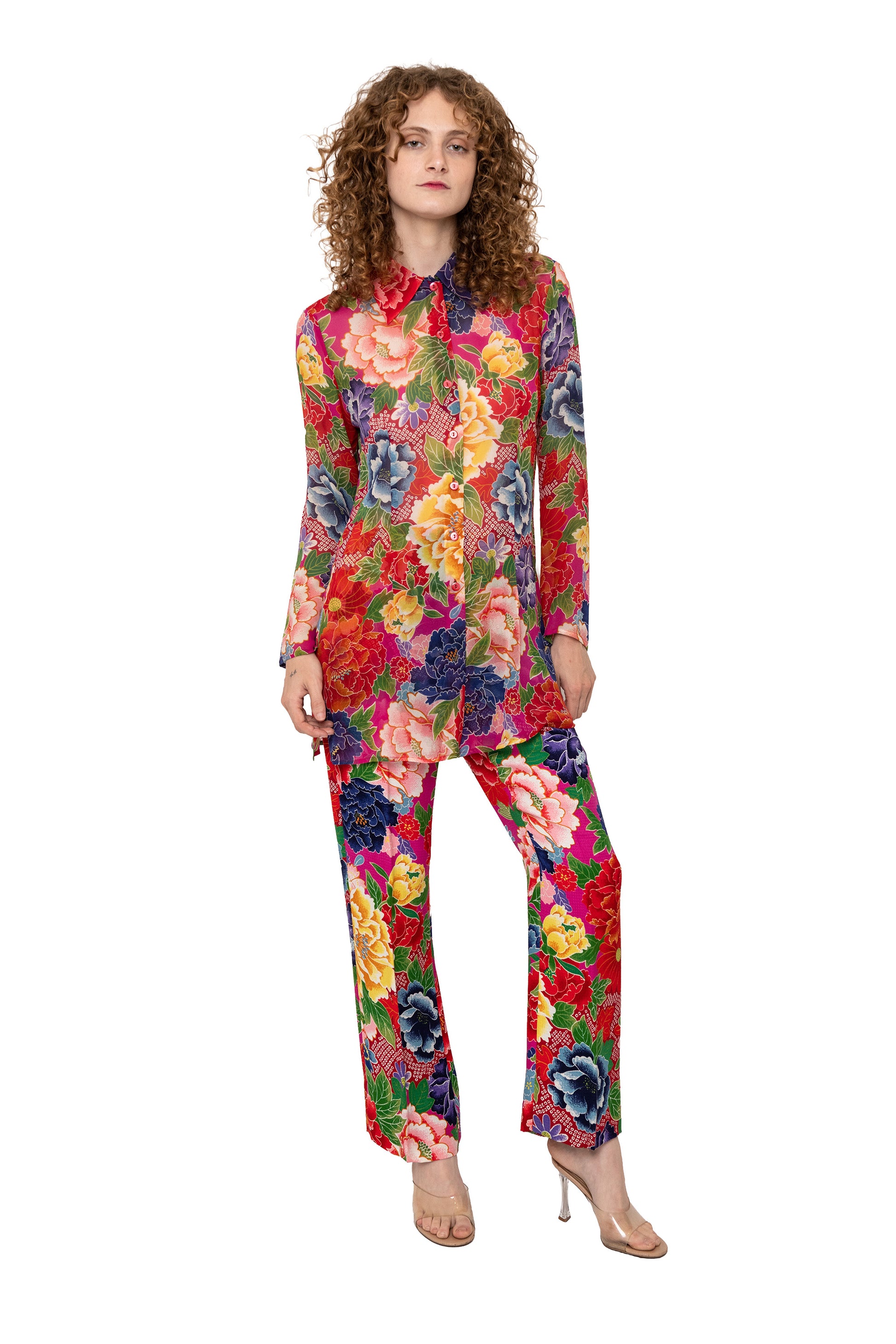 vintage floral set by kenzo paris, retro womenswear, vintage clothing