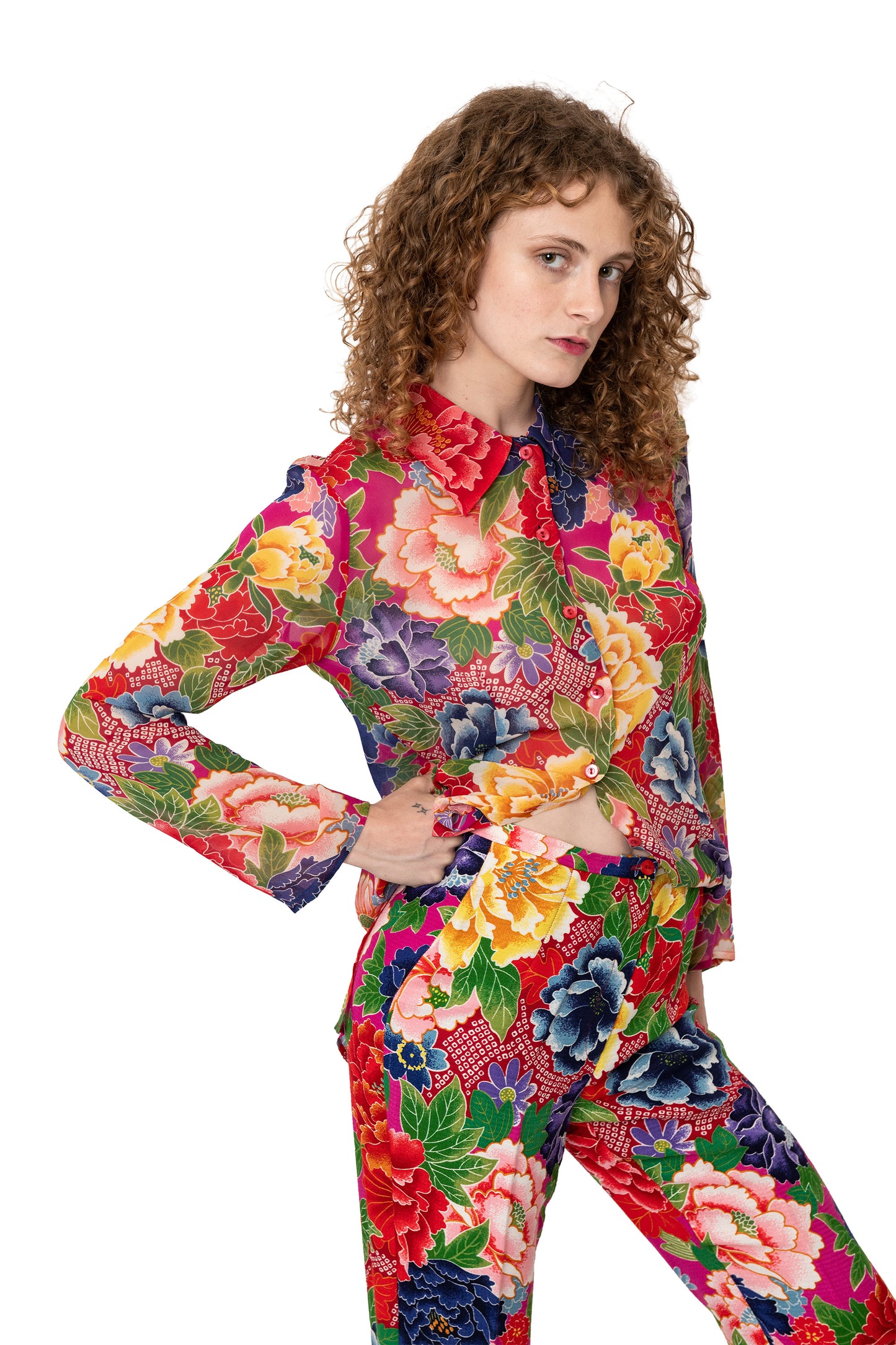 vintage floral set by kenzo paris, retro womenswear, vintage clothing