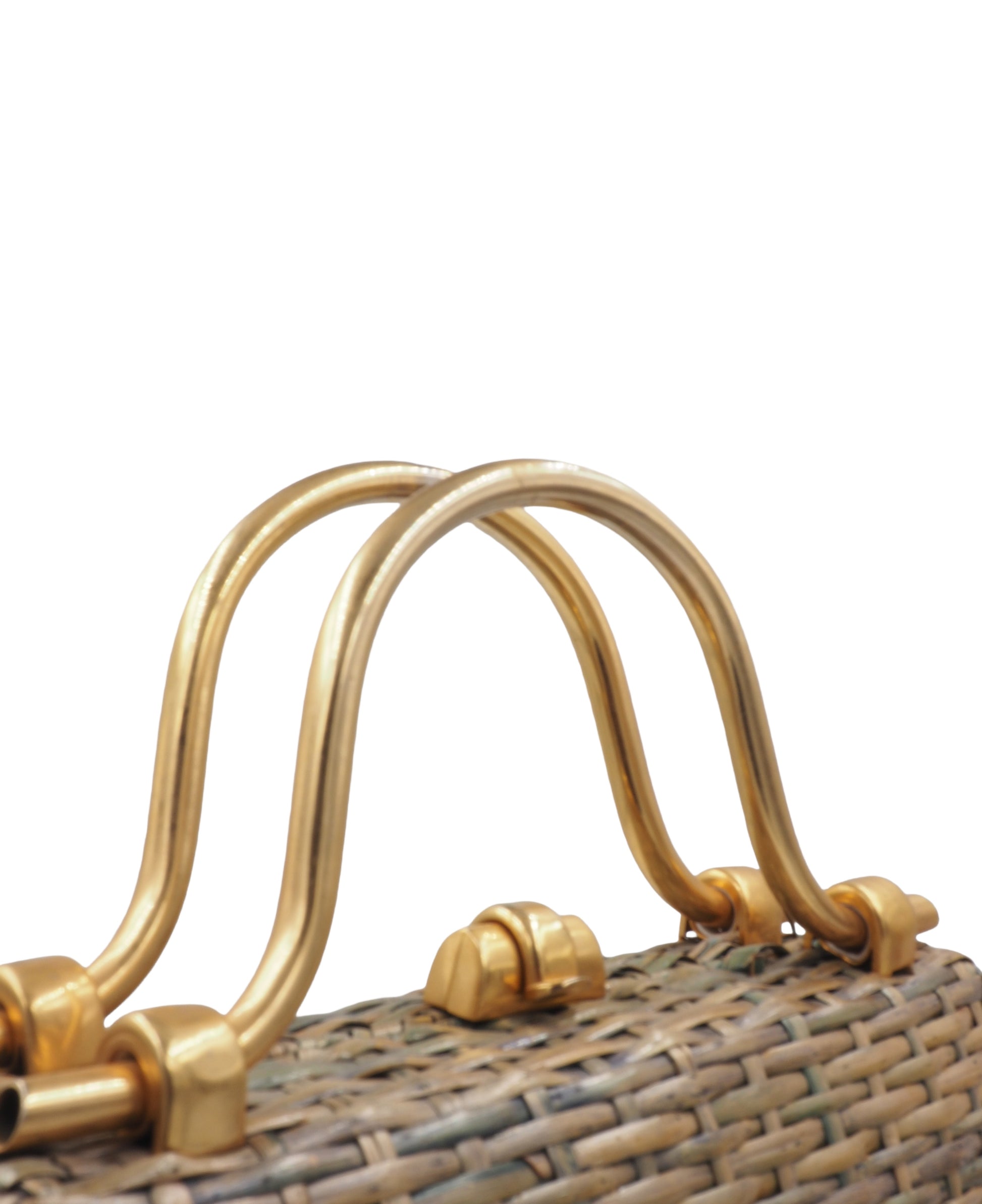 Koret Blue Wicker Handbag With Gold Hardware