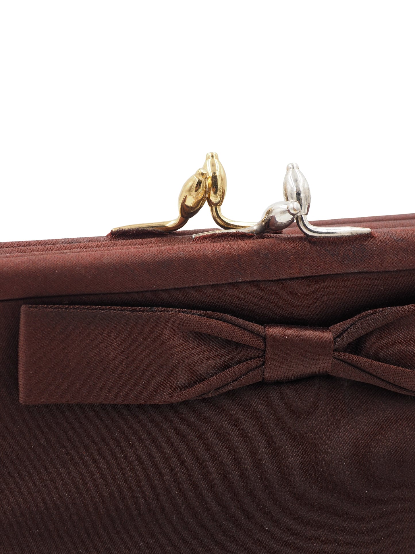 Koret Brown Clasp Satin With Bow Clutch