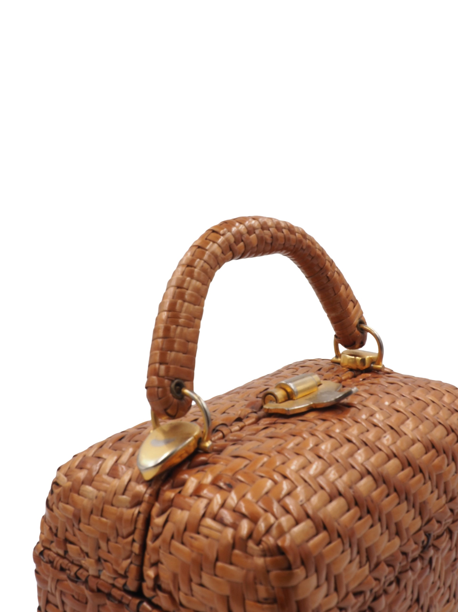Koret Brown Wicker Handbag With Gold Hardware