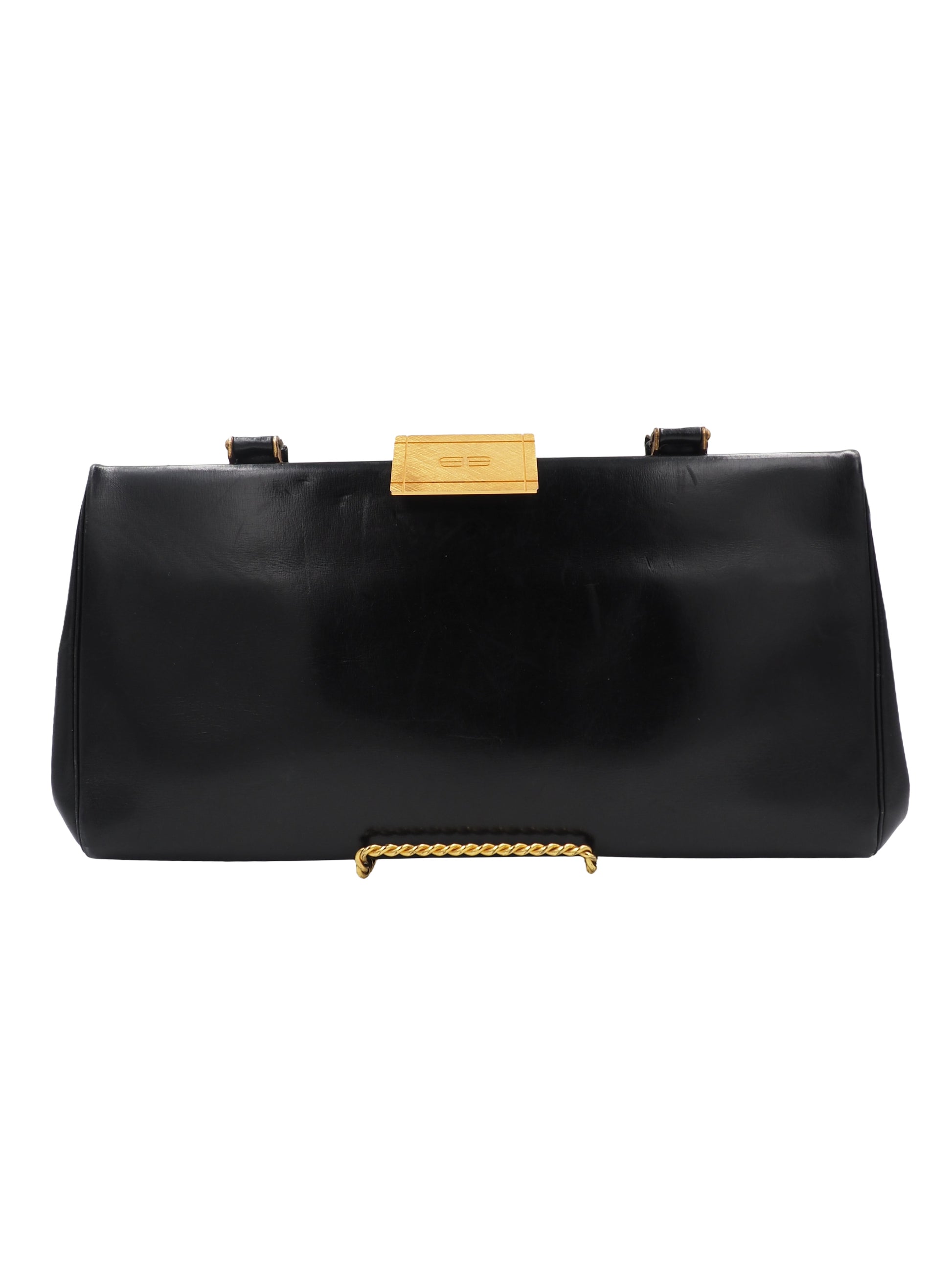 Koret Rectangular Black Bag With Gold Clasp