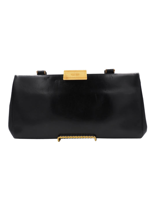 Koret Rectangular Black Bag With Gold Clasp