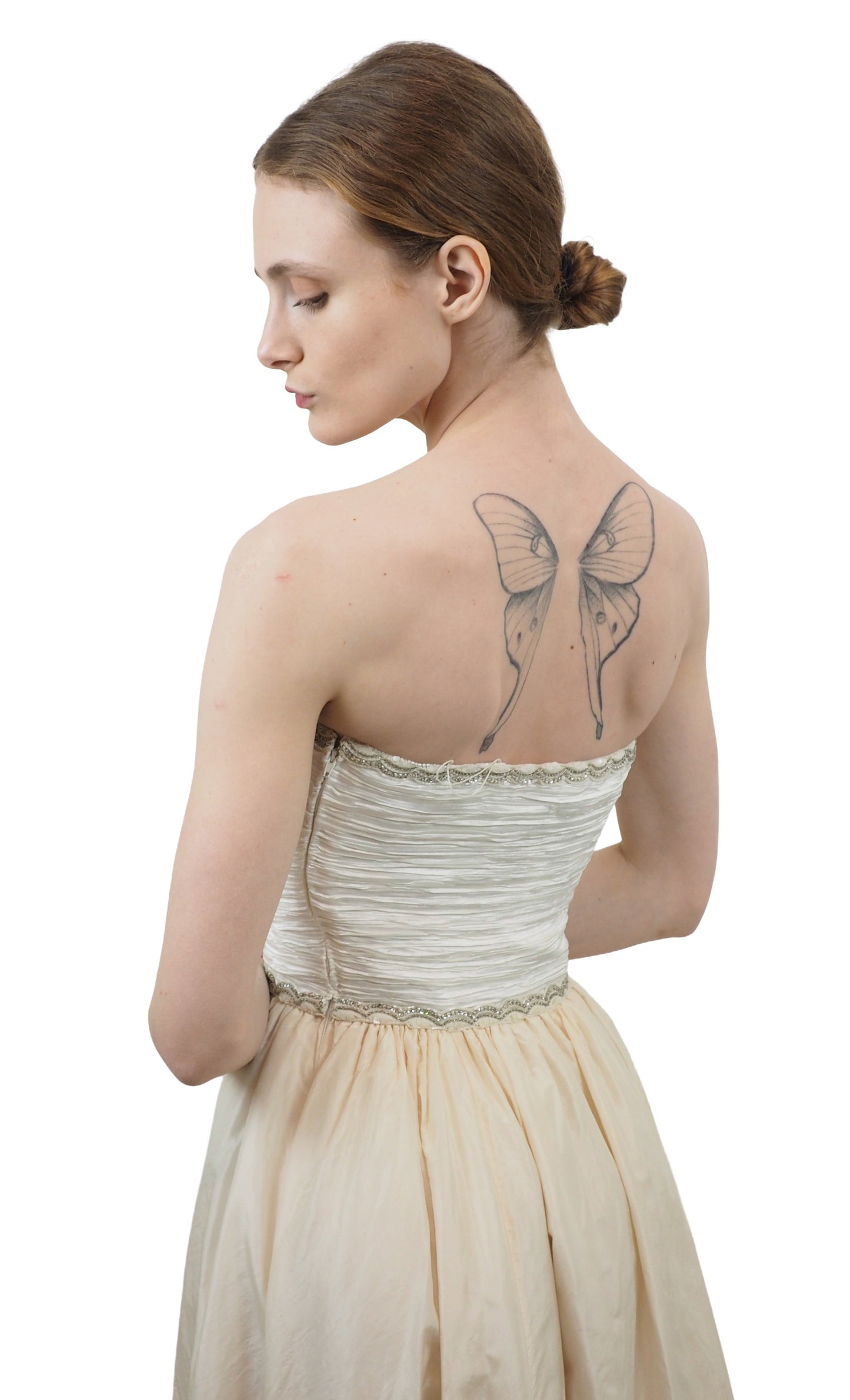 Mary McFadden Couture  Strapless Dress With Empire Beadwork