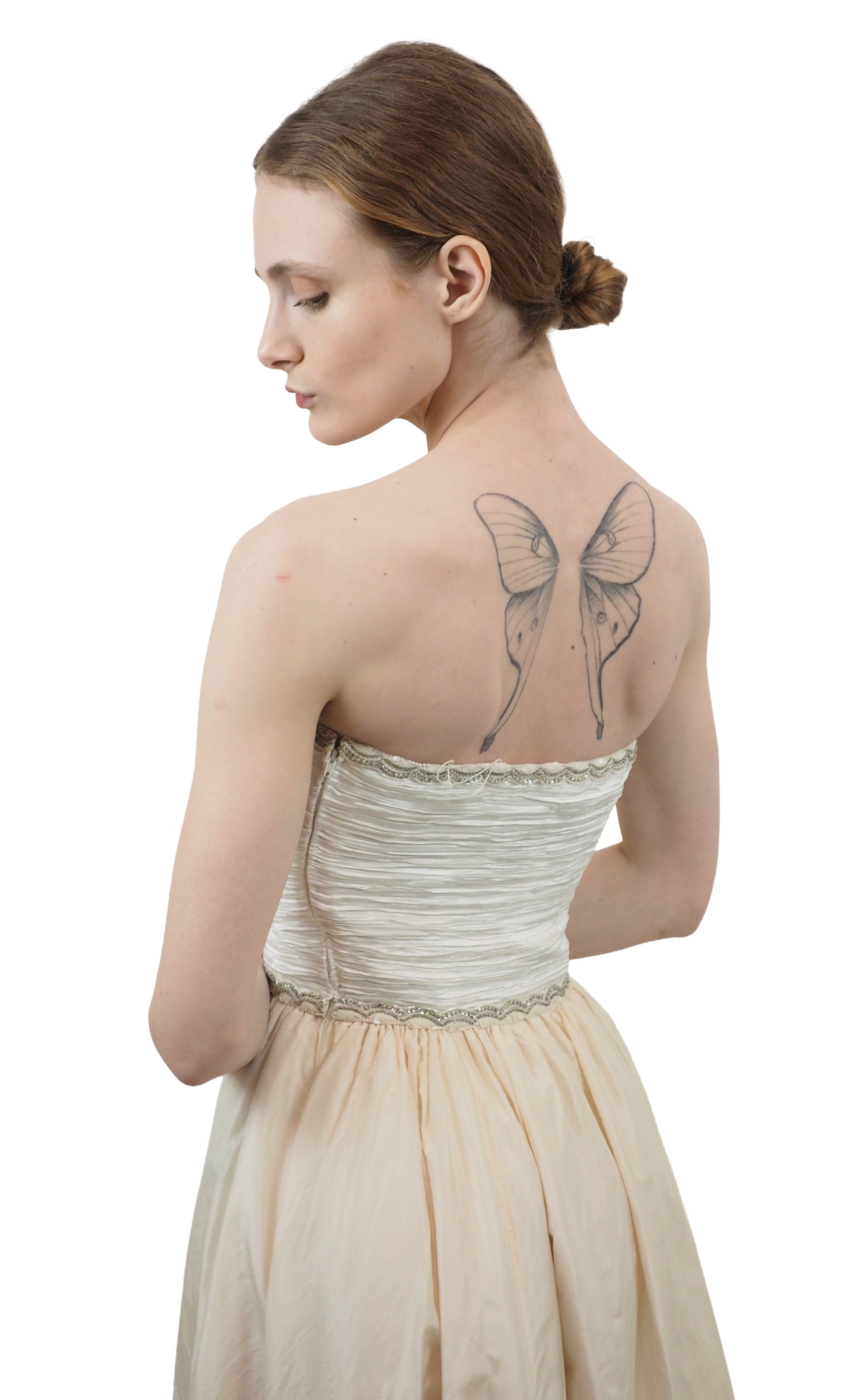 Mary McFadden Couture  Strapless Dress With Empire Beadwork