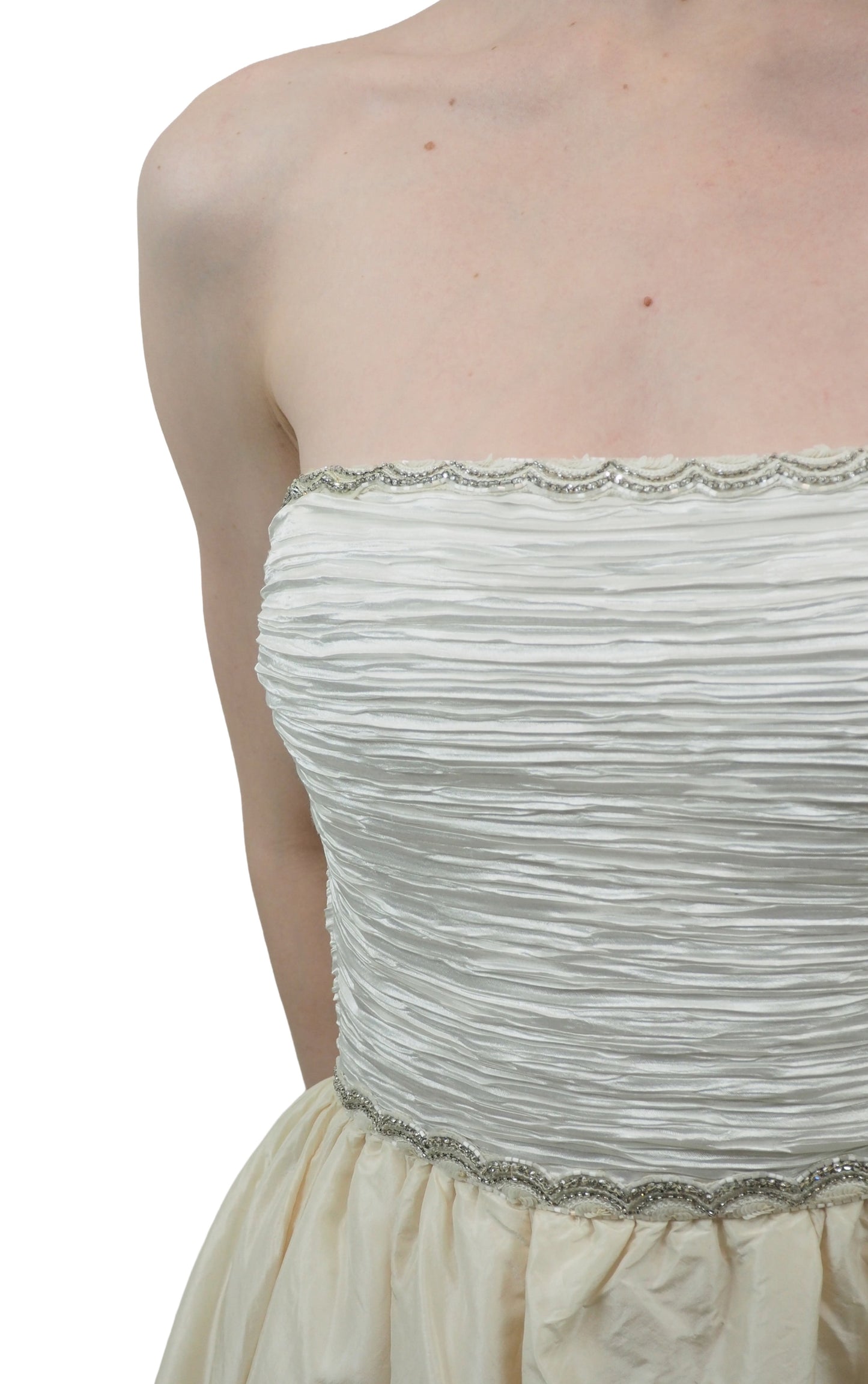 Mary McFadden Couture White Strapless Dress 