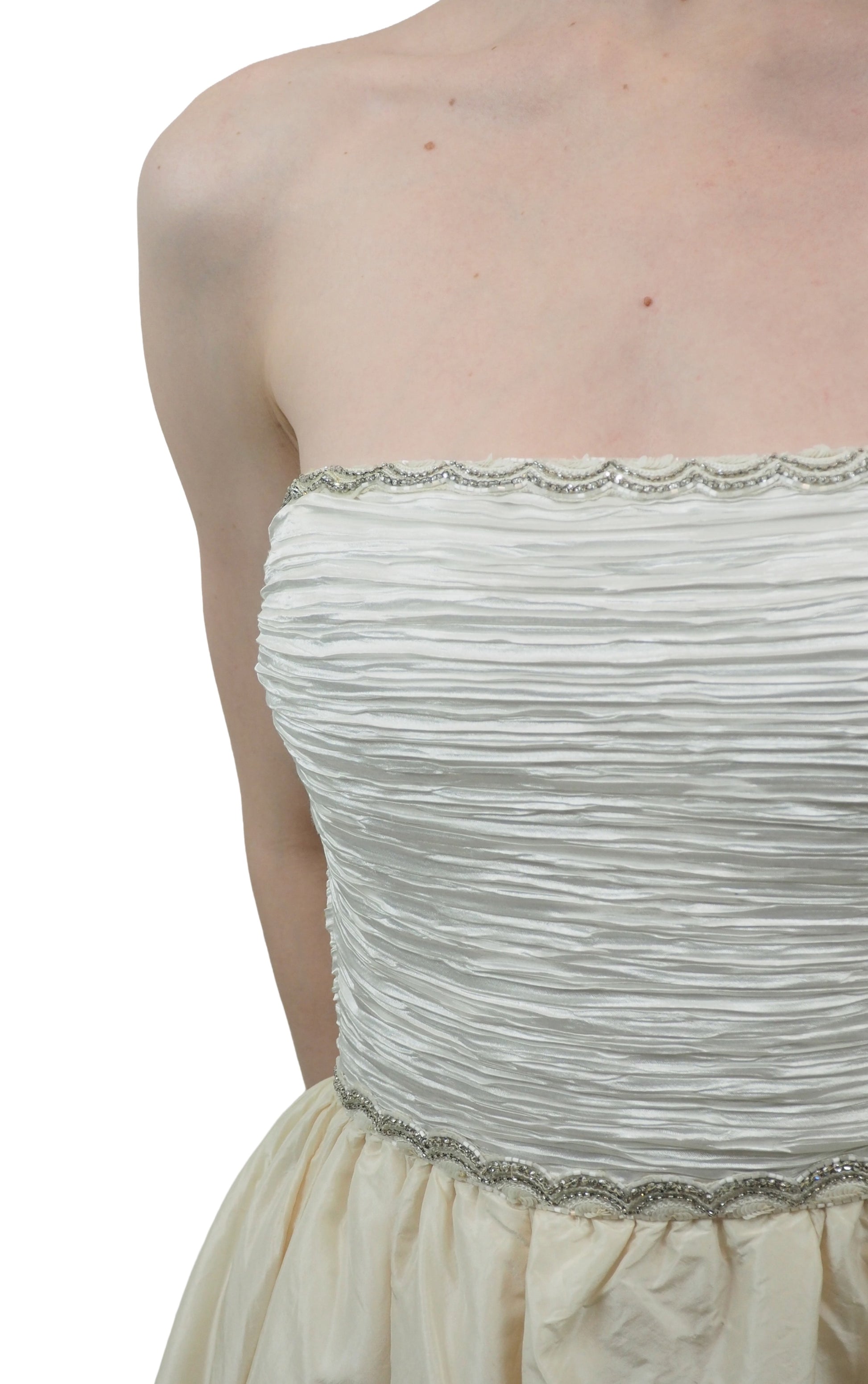 Mary McFadden Couture White Strapless Dress 