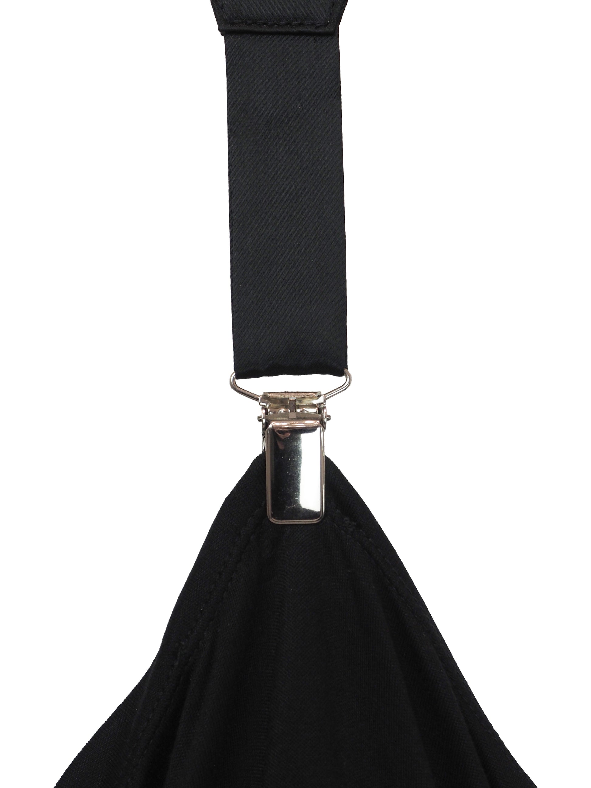 A vintage Alexander McQueen black sleeveless cowl-neck dress with double suspender shoulder straps and a crisscross back detail, shown against a plain white background.