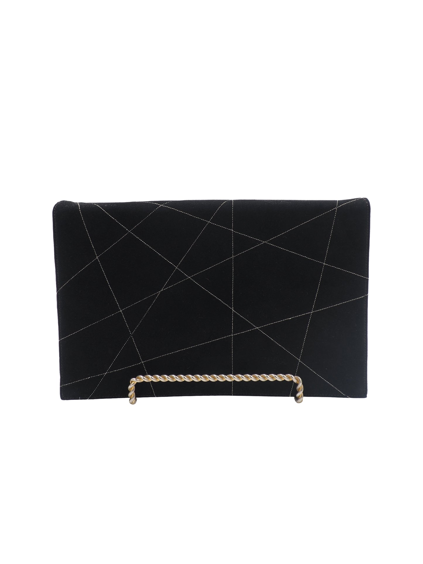 Melbourne Bags Black W/ White Stripes Clutch