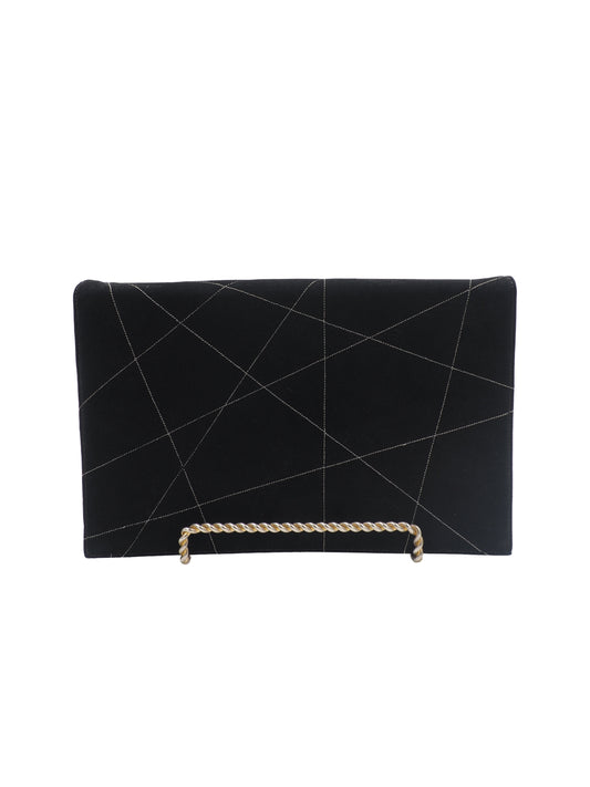 Melbourne Bags Black W/ White Stripes Clutch
