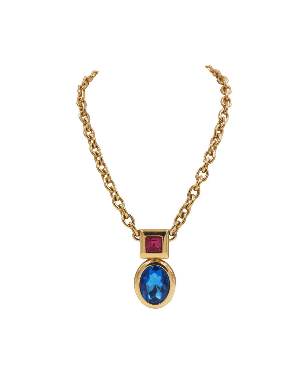 Monet Gold Necklace With Sapphire Blue Pendant