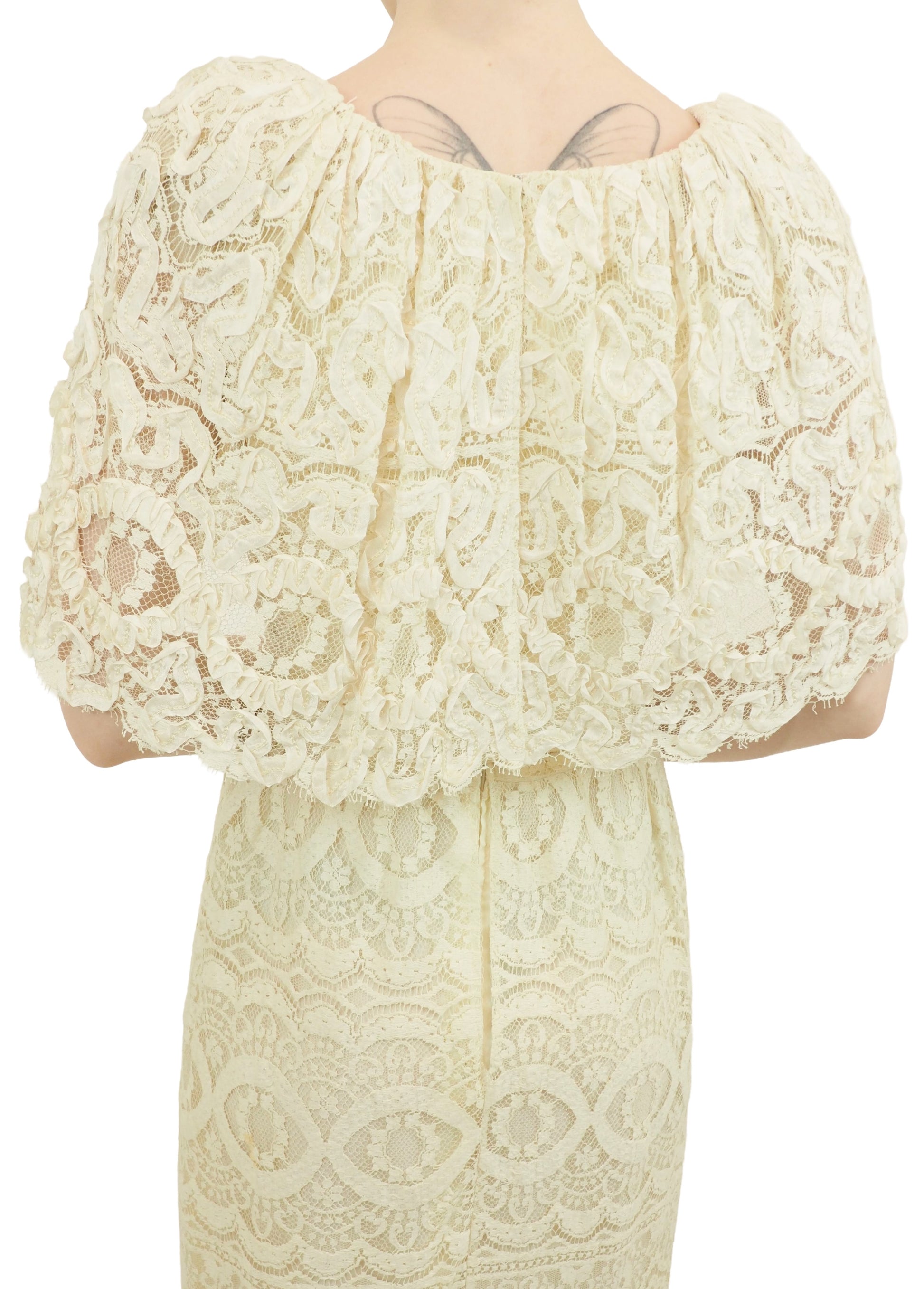 cream dress gold belt 454-3 GRETA dress with lace and gold belt - Beige