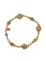 Load image into Gallery viewer, Ungaro Chain Belt W Colored Cabachon Stones

