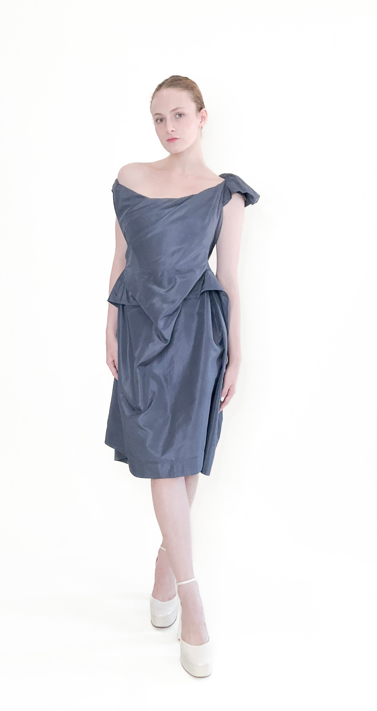 Vivienne Westwood Graphite Blue Silk corset Cocktail Dress