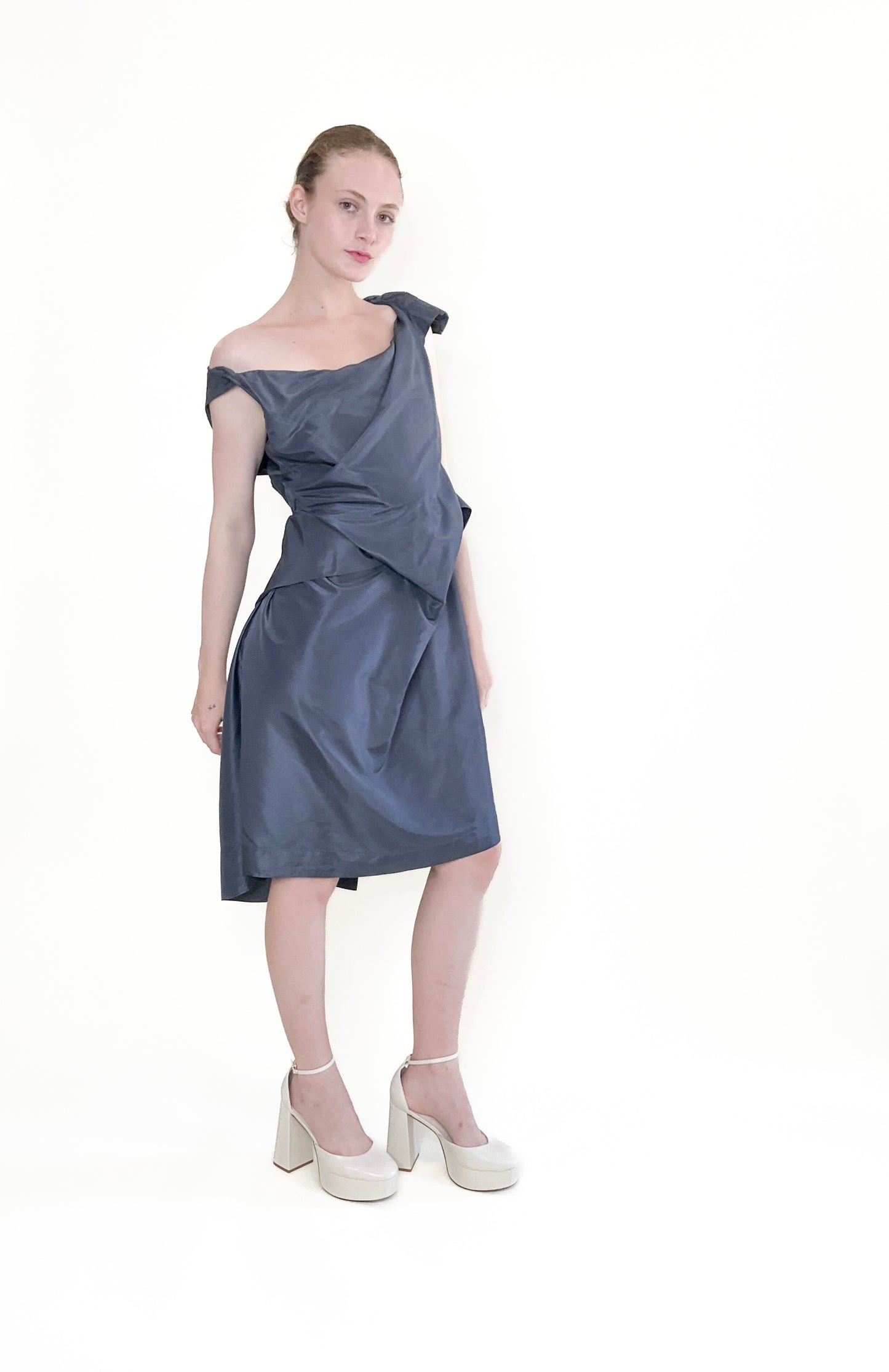 Vivienne Westwood Graphite Blue Silk corset Cocktail Dress