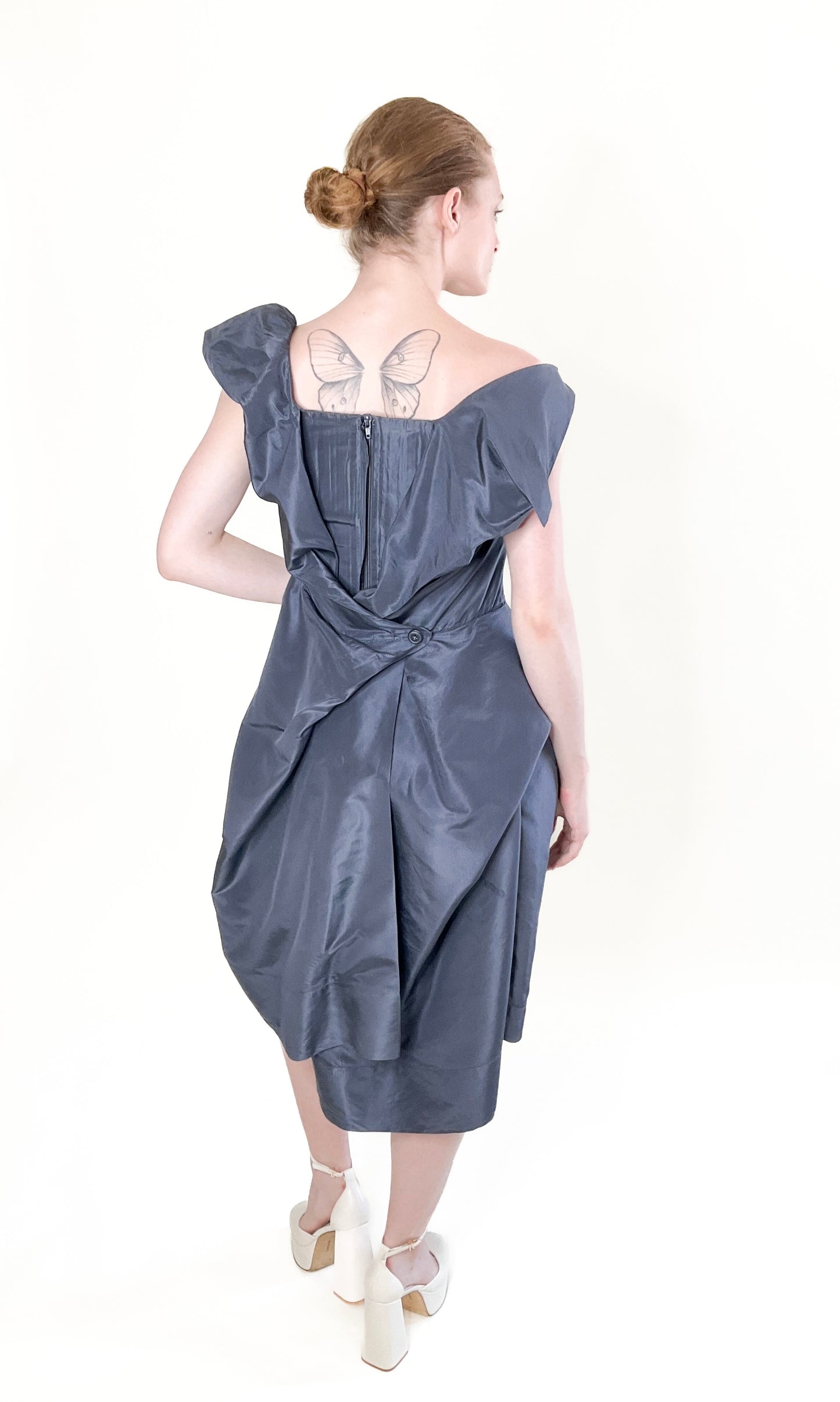 Vivienne Westwood Graphite Blue Silk corset Cocktail Dress